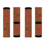 Lucky Leaf Green on Red Christmas Socks