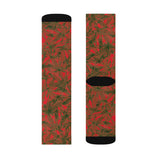 Lucky Leaf Green on Red Christmas Socks