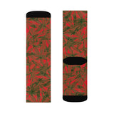 Lucky Leaf Green on Red Christmas Socks