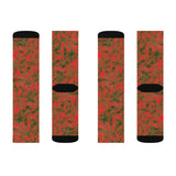 Lucky Leaf Green on Red Christmas Socks